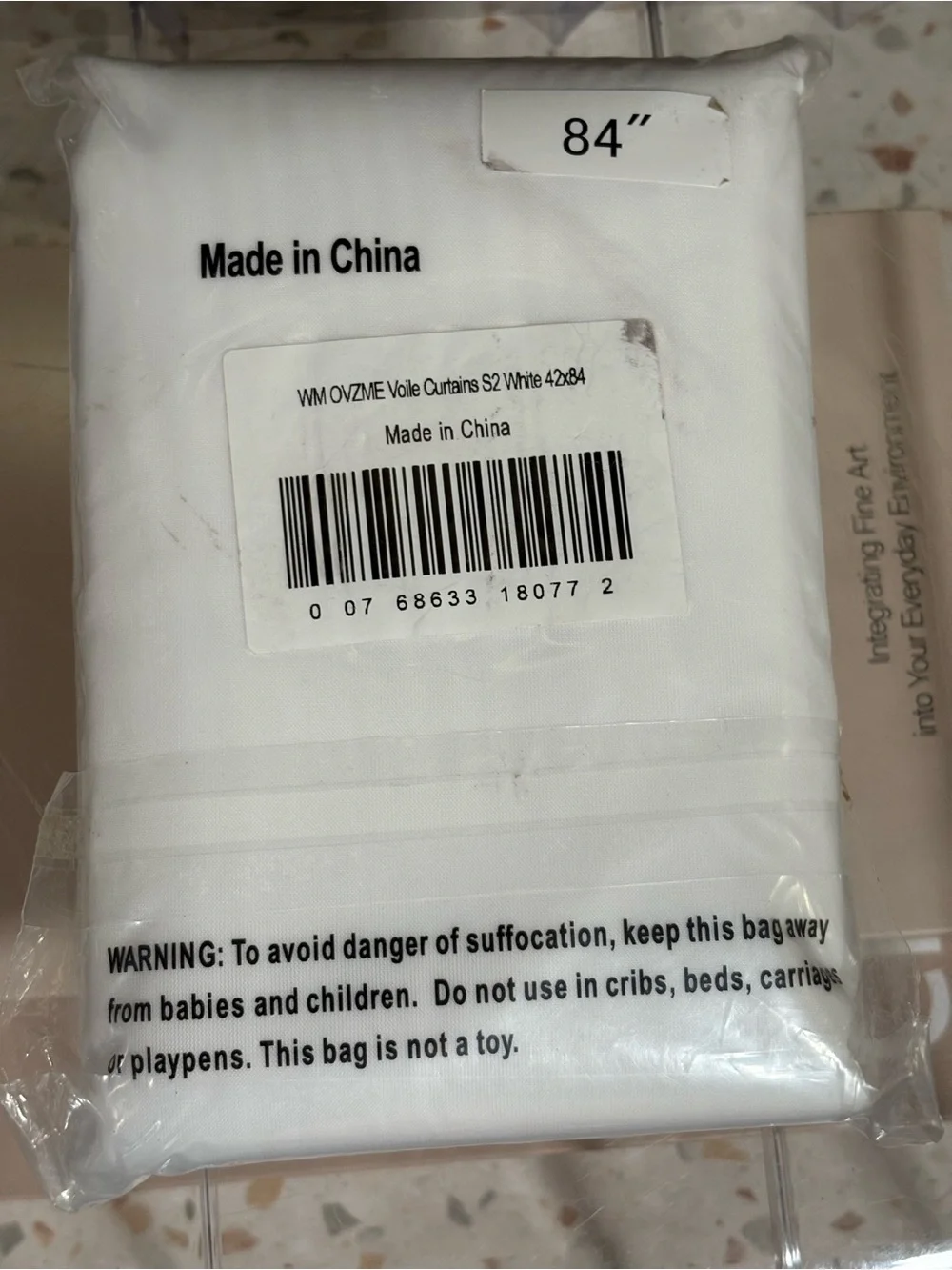 NEW WM OVZME Voile Curtains S2 White 42”Wx 84L”